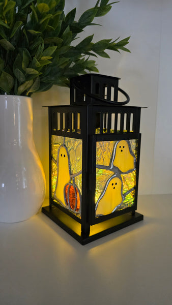Stained Glass Small 4 Panel Lantern- Ghosts