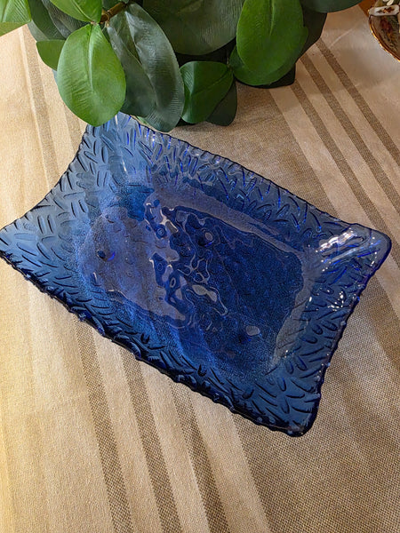 Vintage Blue Glass Dish