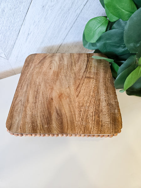Brown Mango Wood Beaded Square Trivet Riser