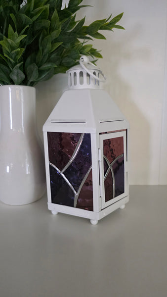 Stained Glass Small 5 Panel Lantern- Two-tone Purple