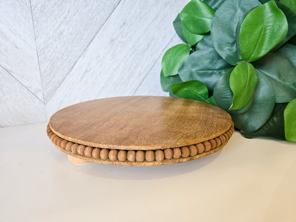 Brown Mango Wood Beaded Round Trivet