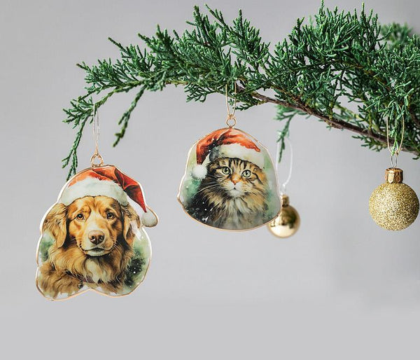Dog with Santa Hat Ornament