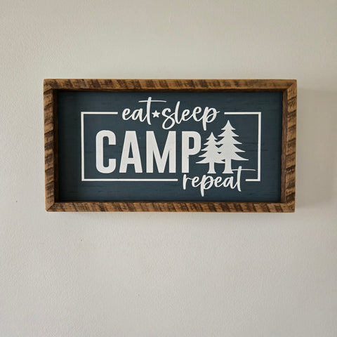 7x13 Eat sleep camp repeat sign