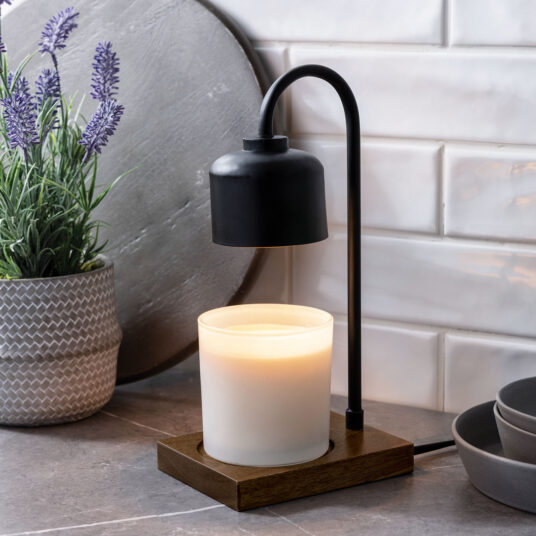 Arched Candle Warmer Lamp -Black & Wood