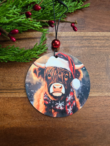 Highland Cow Acrylic Ornaments 3" -assorted