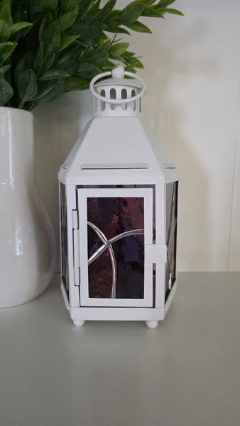 Stained Glass Small 5 Panel Lantern- Two-tone Purple