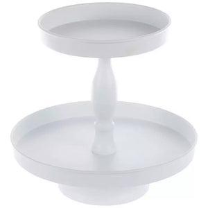 White Two-Tiered Metal Tray