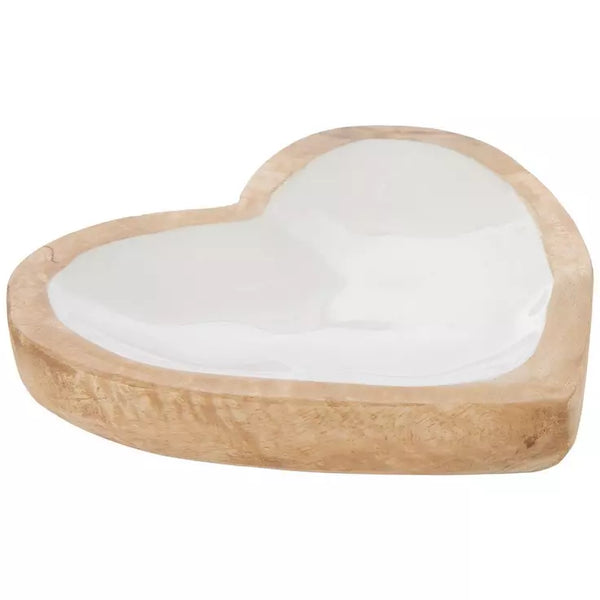 White Heart Wood Tray Catch All Dish