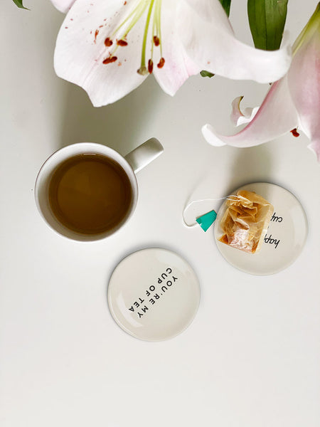 Happiness is a cup of tea, Plate - Tea Bag Holder