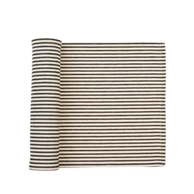 Ticking Cotton Table Runner - Black/Off White