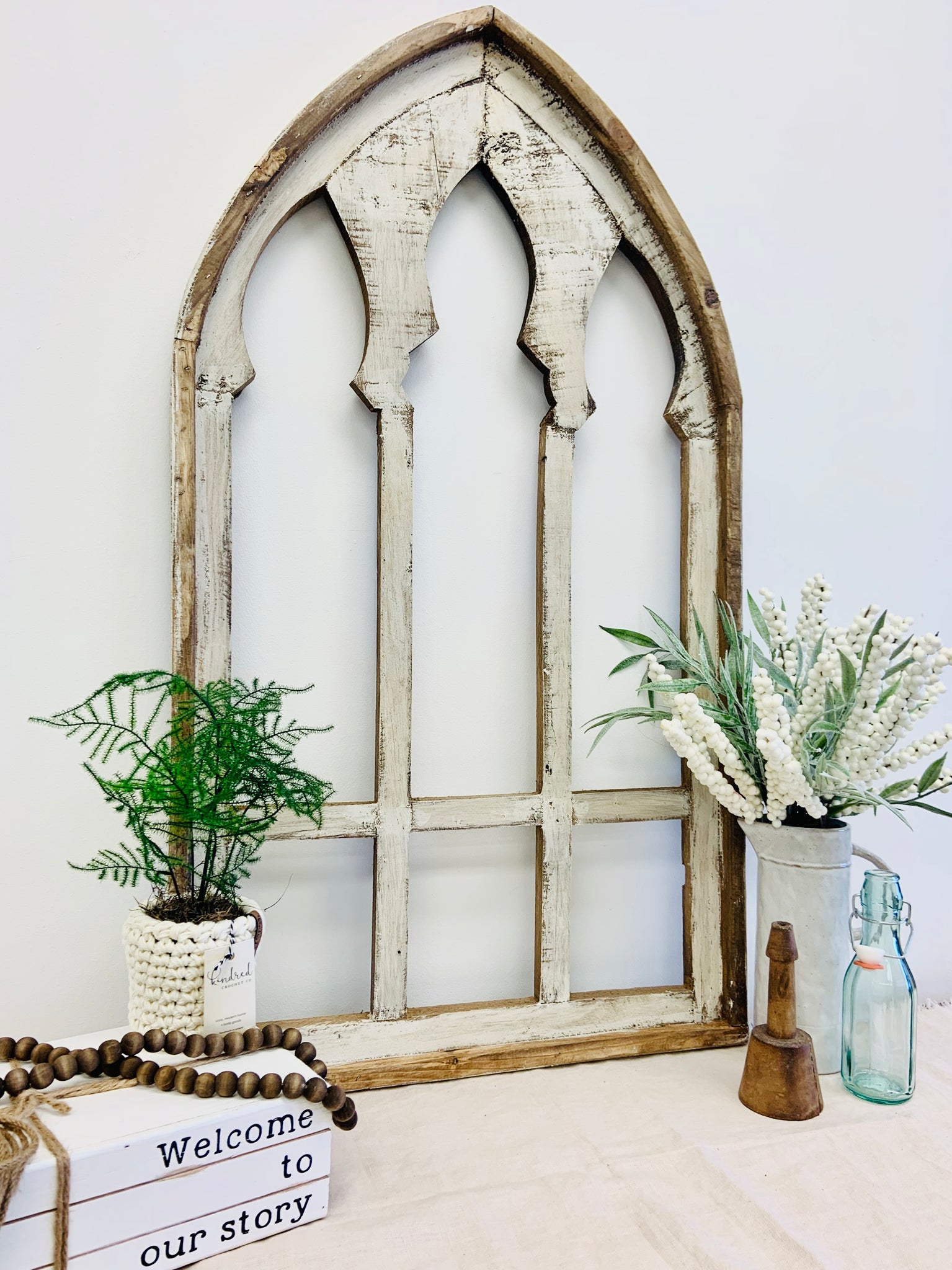 Large Arched Vintage Window Frame