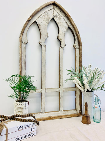 Large Arched Vintage Window Frame