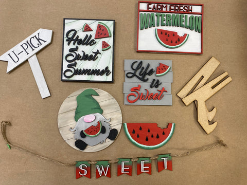DIY Watermelon Gnome Tiered Tray Kit - Blank