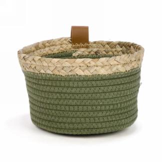 Olive Green Basket w/Natural Trim
