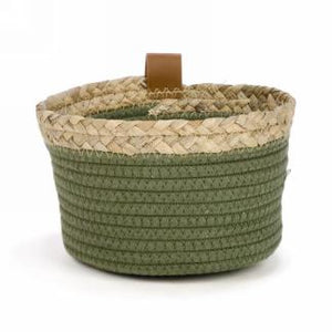 Olive Green Basket w/Natural Trim