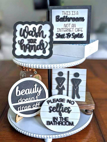 DIY Funny Bathroom Tiered Tray Kit - Blank