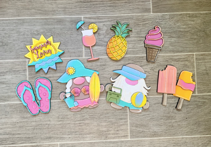 DIY Standing Summer Gnomes Tiered Tray Kit - Blank