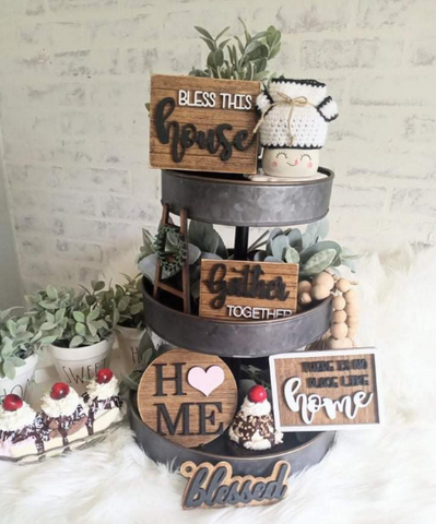 DIY Blessed House Tiered Tray Kit - Blank