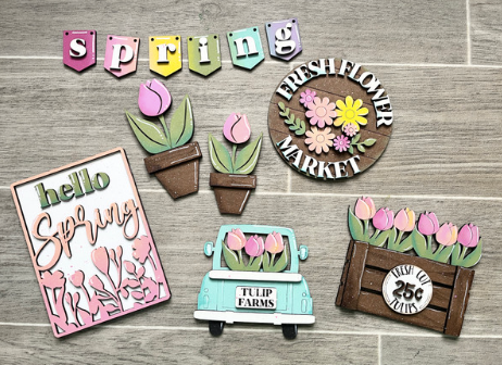 DIY Spring Tulips Tiered Tray Kit - Blank
