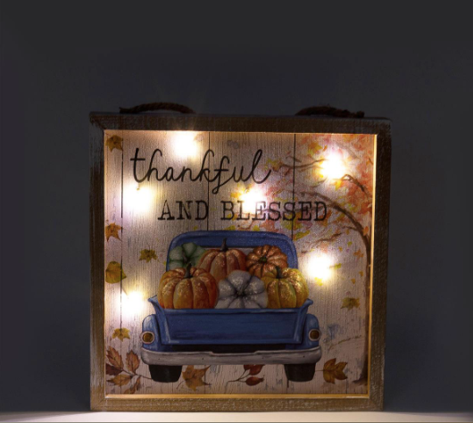 LED Light-up 8"X8" Thankful & Blessed Sign