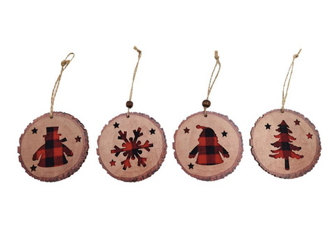 Wooden Ornament Buffalo Check - 4 Options