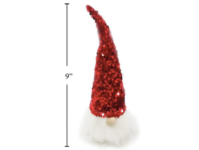 9" Red Sequin Gnome