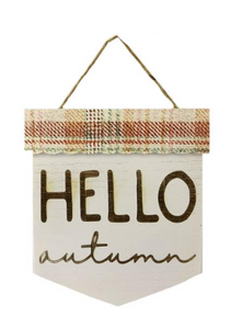 Hello Autumn Wood Wall Banner