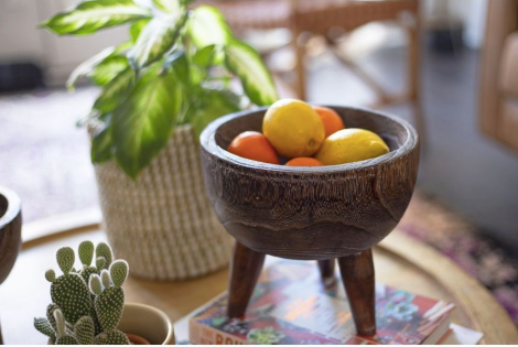 Round Wood Bowl w/Legs