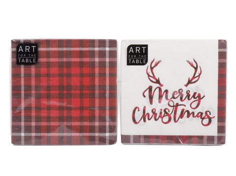 Red Tartan or Antler 16 Count, 2Ply 13"x13" Napkins