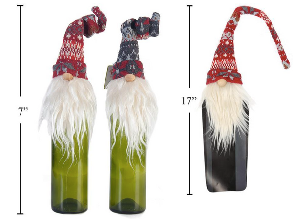 7" Plush Gnome Wine Bottle Topper - 2 Options