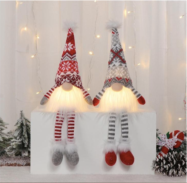 18" LED Light-up Sitting, Dangle Leg Gnome - 2 Styles
