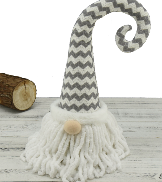 6" x 19" Gnome Head Deco - White/Grey