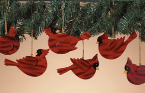 5"L Wood Cardinal Ornament - 6 Styles