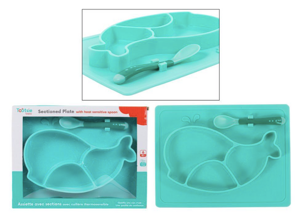 Whale Sectioned Silicone Plate 25x19cm