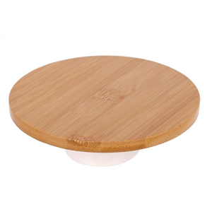 Bamboo/Ceramic Footed Platter, 6.3"D