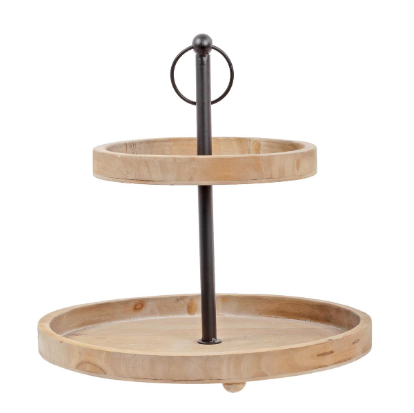 Farmhouse Wood/Iron 2-Tier Stand, 12"D x 12.25"H