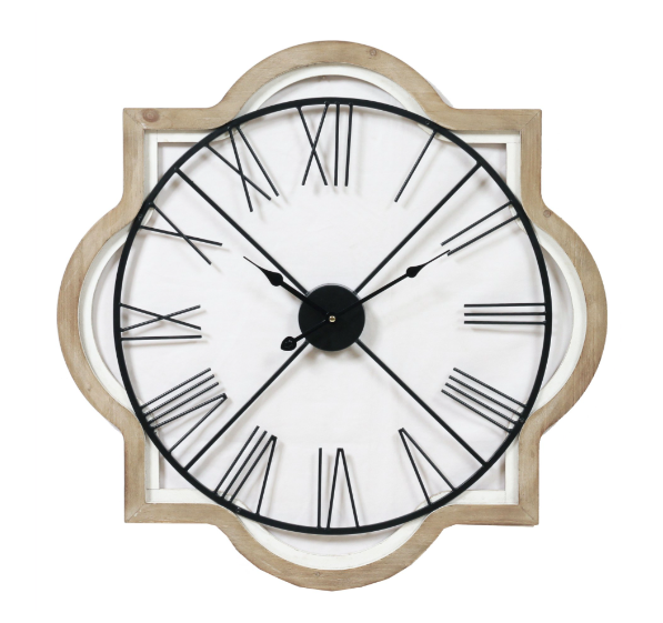 Metal Wall Clock w/Wood Details - 25.5"
