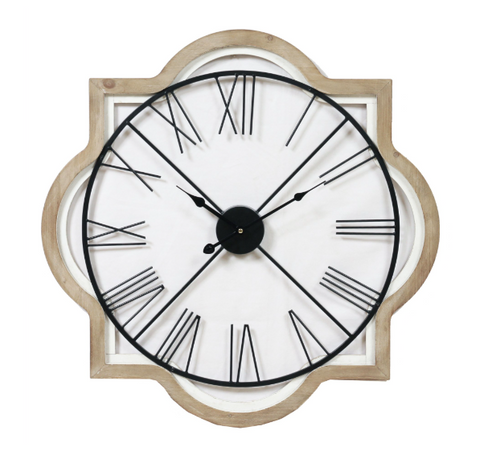 Metal Wall Clock w/Wood Details - 25.5"