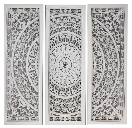 3pc White Wood Art Design Wall Art