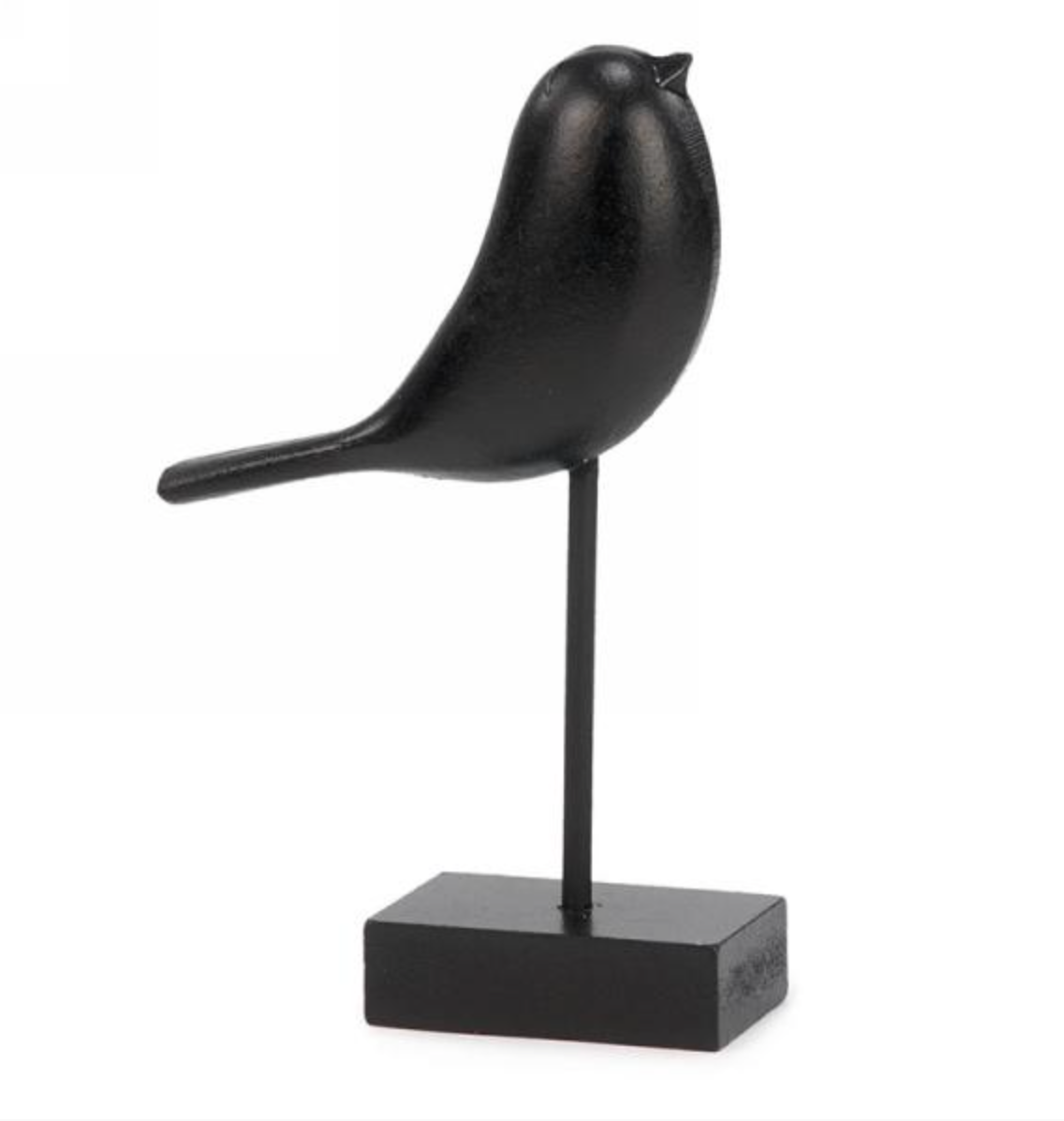 Black Ceramic Bird Decor On Foot- Head Up
