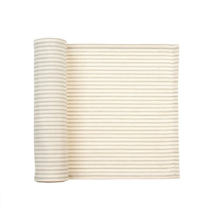 Ticking Cotton Table Runner - Grey /Off White
