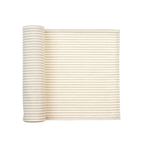 Ticking Cotton Table Runner - Grey /Off White