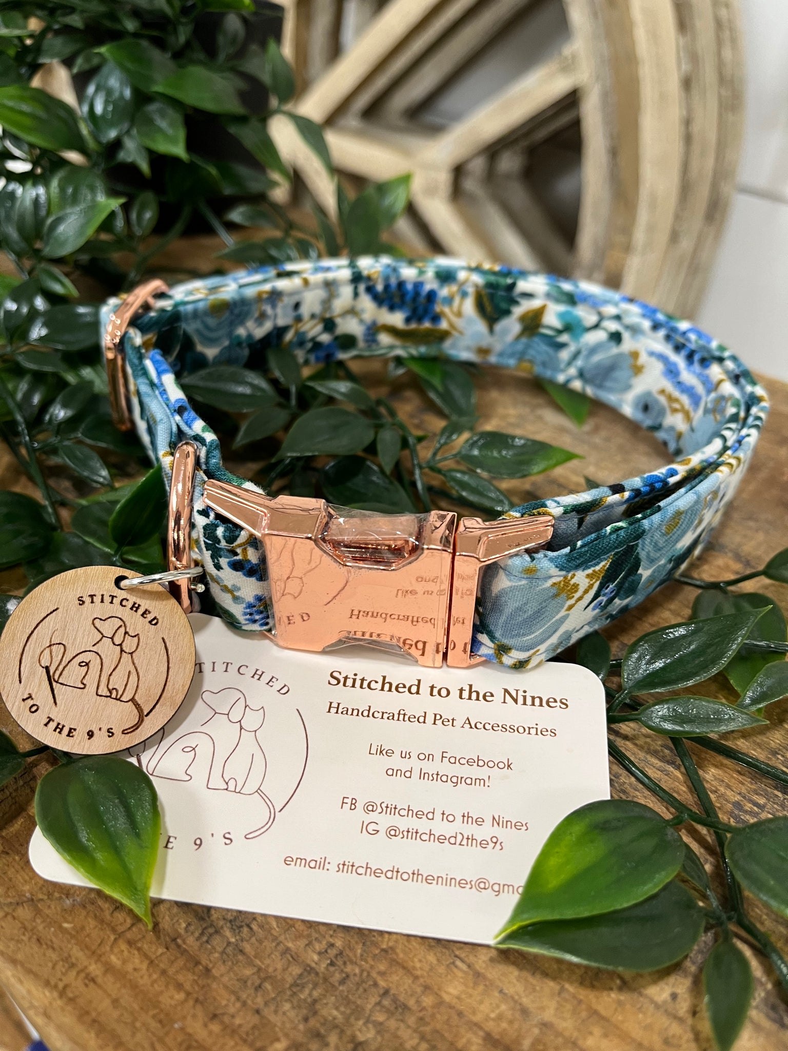Blue Floral Dog Collar
