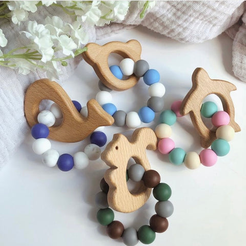 LNF - Wooden Teether w/ Silicone Beads