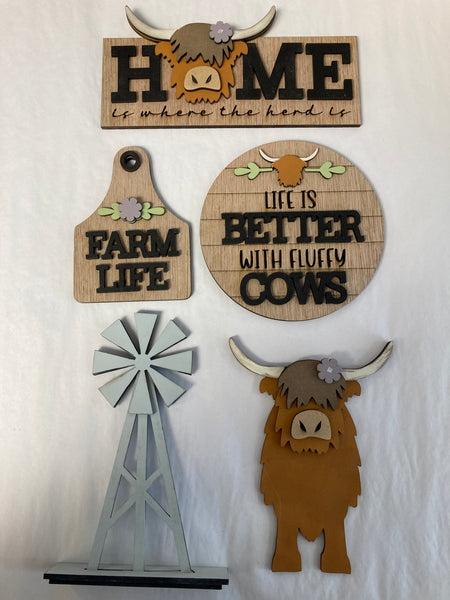 Highland Cow Tier Tray Set
