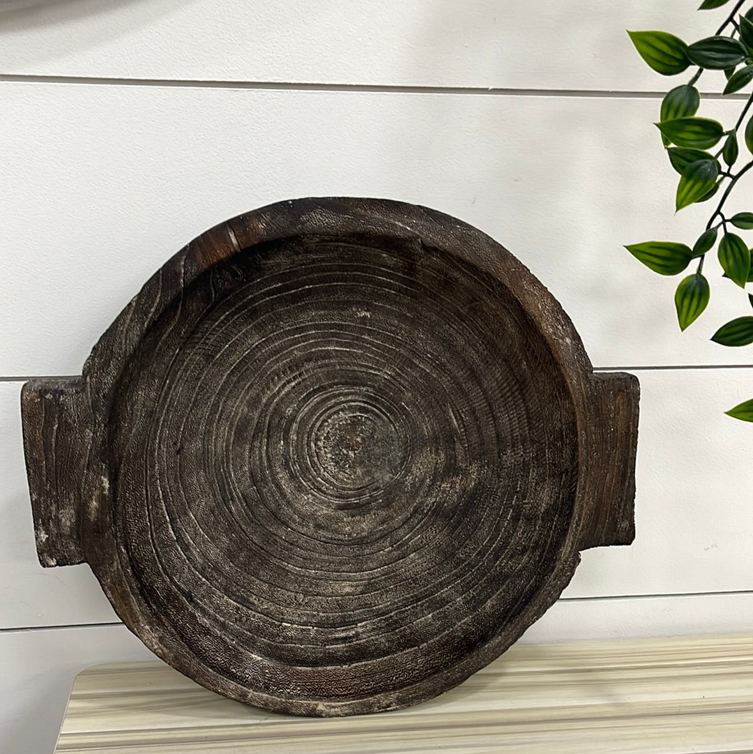 Round Dark Dough Bowl
