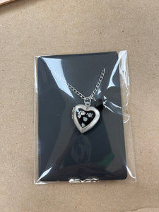 Heart Locket With Black Bead Necklace