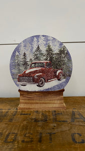 Snow Globe Red Truck 5.75"