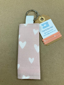 Lip Balm Keychain Pouch -Pink w/Hearts