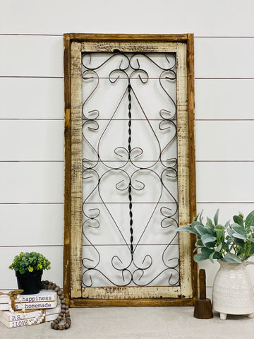 Rustic Wood Window Frame w/Metal Detail